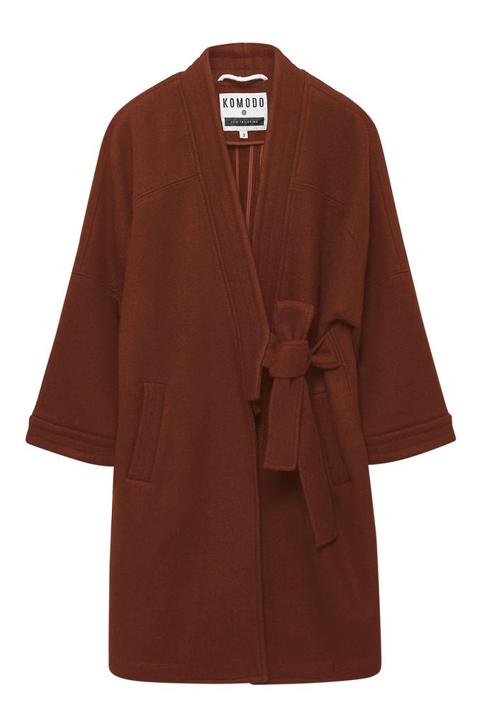 KAIA - Wool Blend Twill Coat Chestnut from KOMODO