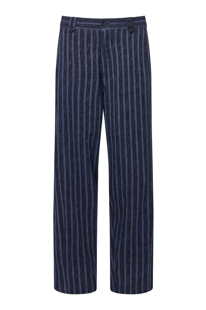 YAKA Handwoven Cotton Trouser - Blue Stripe from KOMODO