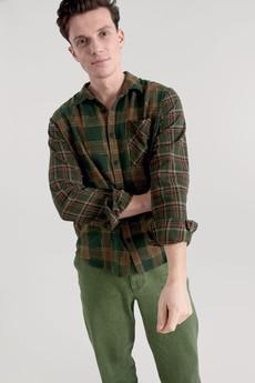 AXEL Flannel Patchwork Check Shirt - Green via KOMODO