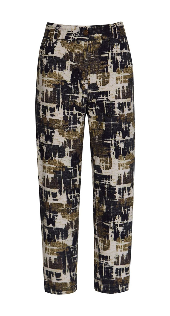 BOWIE - Organic Cotton Trousers Faded Ikat Print Moss from KOMODO