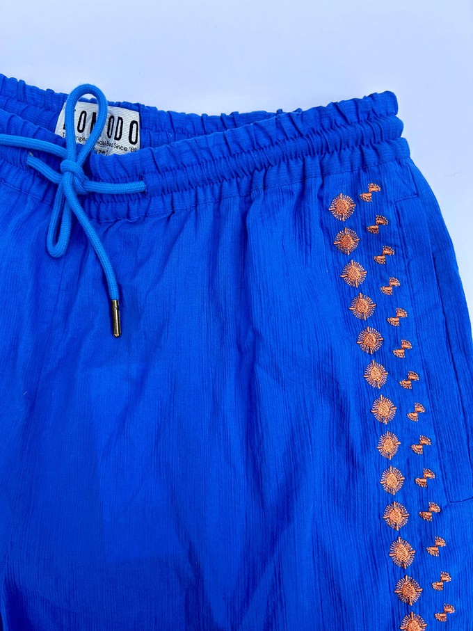 LEAH - Organic Cotton Embroidery Shorts Sapphire Blue from KOMODO