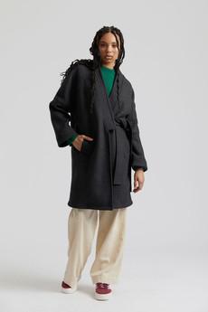 KAIA - Wool Blend Twill Coat Charcoal via KOMODO