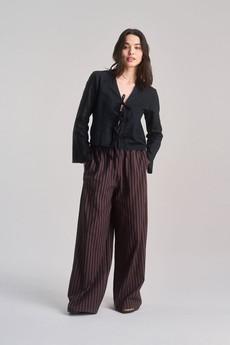 BEACH - Organic Cotton Print Trousers - Brown Stripe via KOMODO