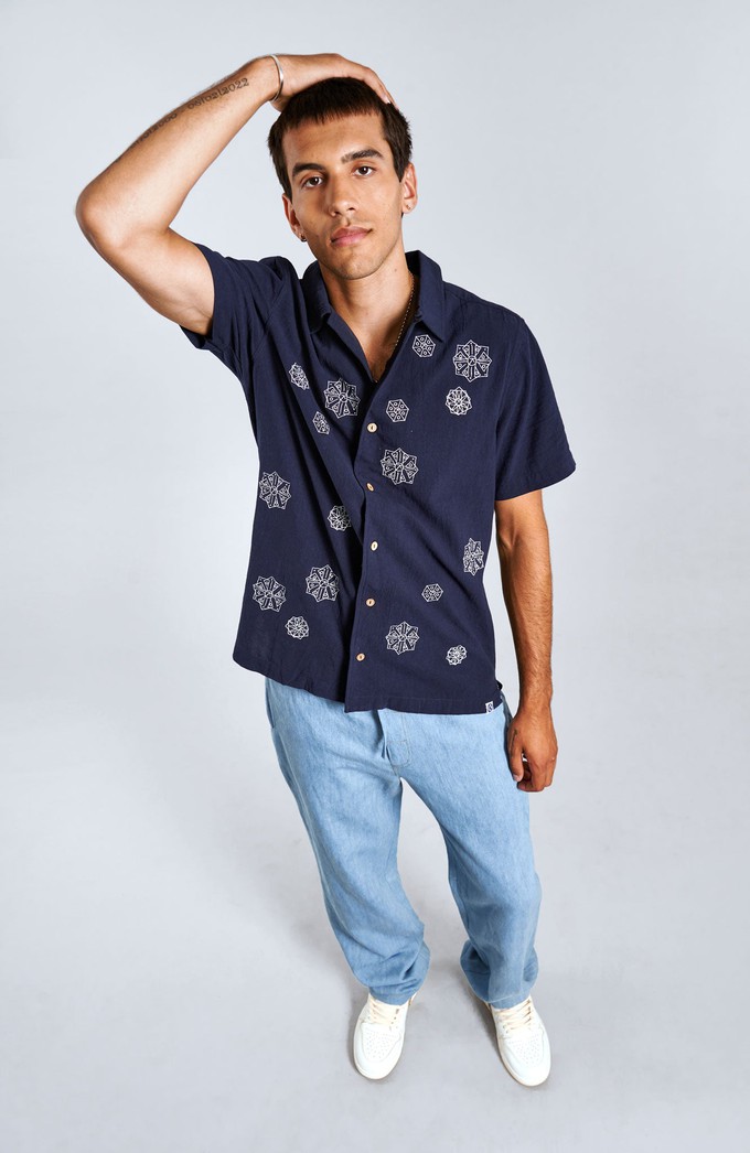 SPINDRIFT - Organic Cotton Shirt Embroidery Navy from KOMODO