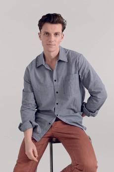 SPECTRE Organic Cotton Shirt - Navy Pinstripe via KOMODO