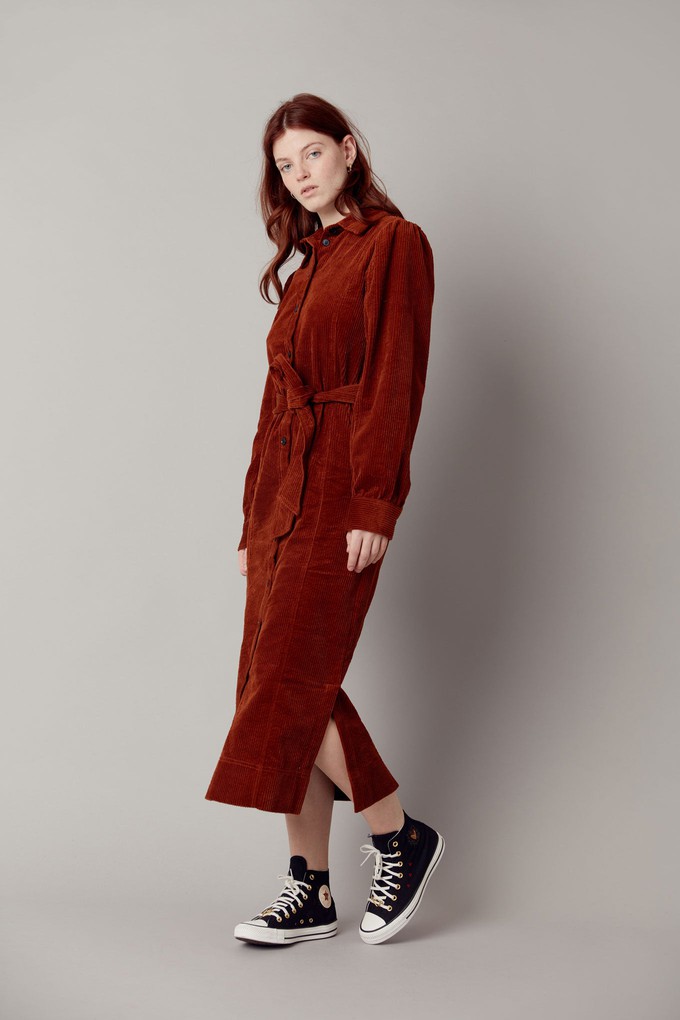 REINA - Organic Cotton Cord Dress Chestnut from KOMODO