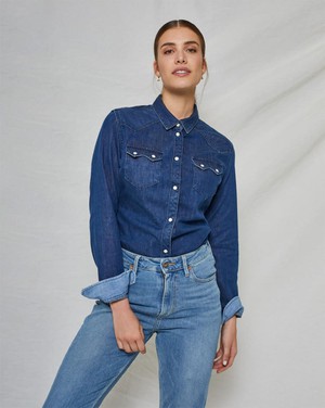 Sawtooth Shirt Worker Blue WOMEN from Kuyichi