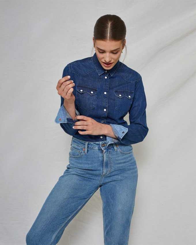 Sawtooth Shirt Worker Blue WOMEN from Kuyichi