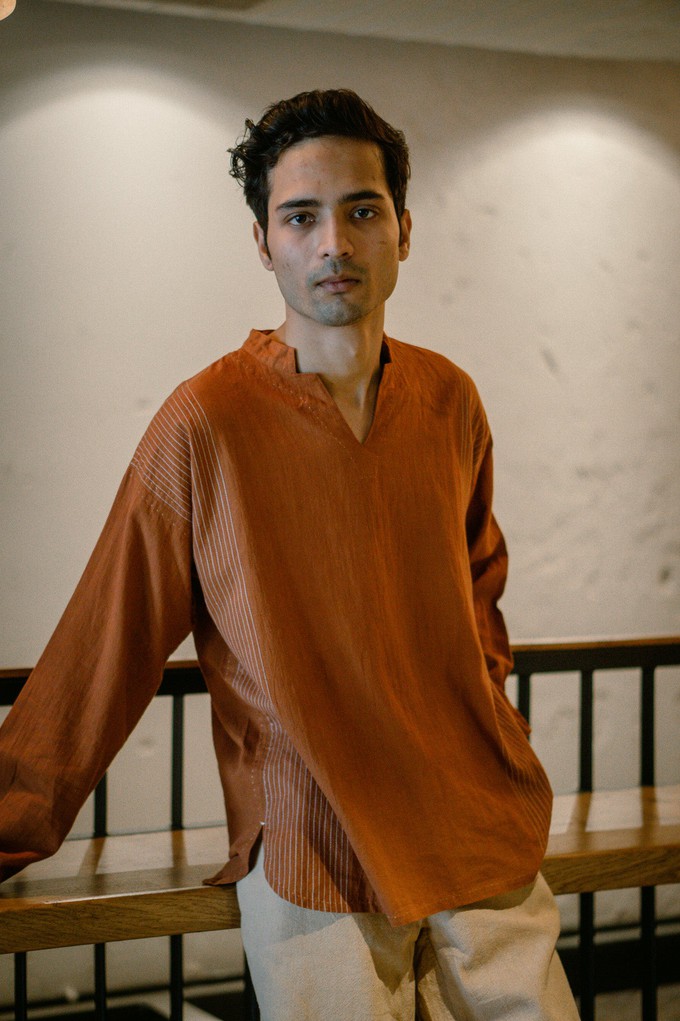 Effortless Edit Stitch Lines Shirt - Rust from Lafaani