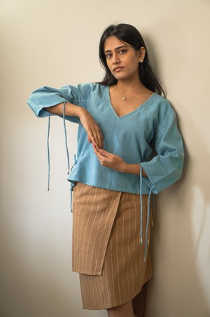 Materiality Reversible Ruched Blouse from Lafaani