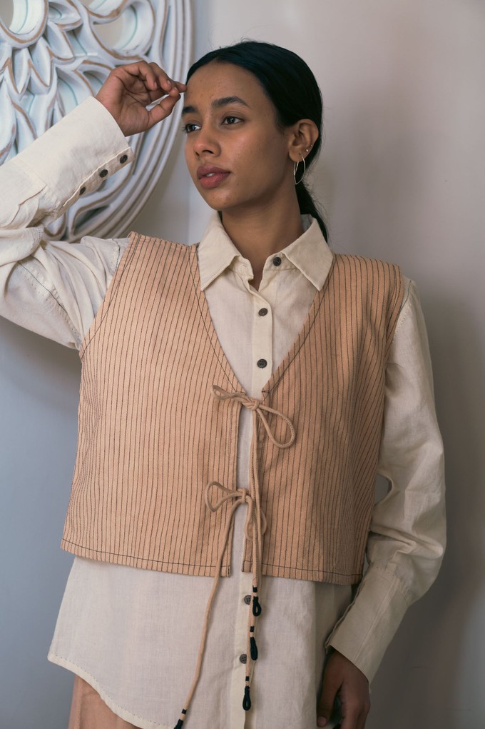 Effortless Edit Beige Tie Up Vest from Lafaani