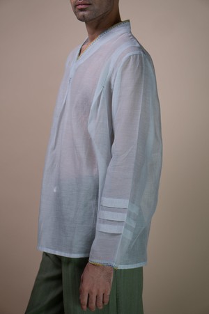 Meadows Unisex Chanderi Shirt from Lafaani