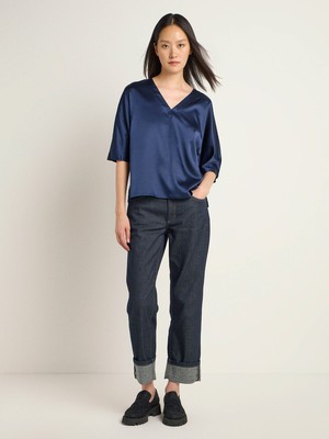 Silk blouse with V-neck from LANIUS