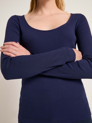 Long-sleeved shirt with deep neckline (GOTS) from LANIUS