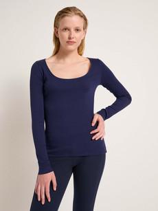 Long-sleeved shirt with deep neckline (GOTS) via LANIUS