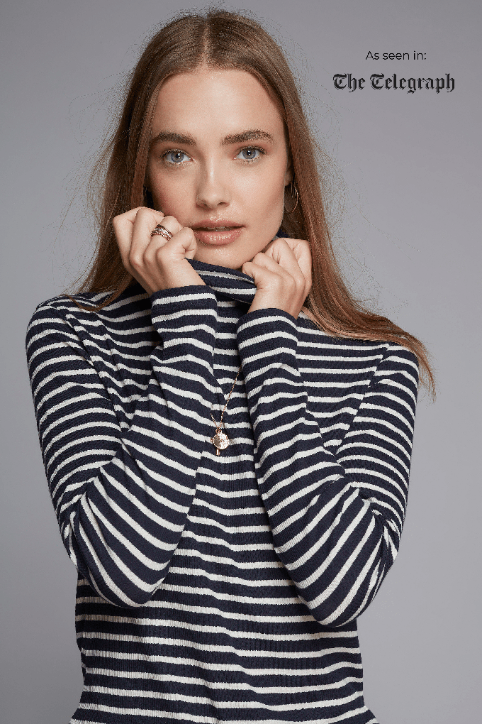 Striped Cotton Roll Neck from Lavender Hill Clothing