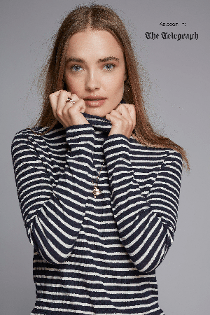 Striped Cotton Roll Neck from Lavender Hill Clothing