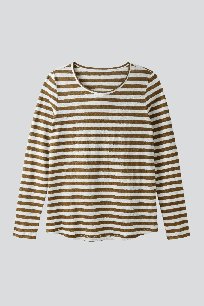 Long Sleeve Striped Linen T-shirt from Lavender Hill Clothing