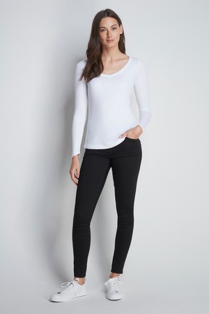 Long Sleeve V Neck Cotton Modal Blend T-shirt from Lavender Hill Clothing