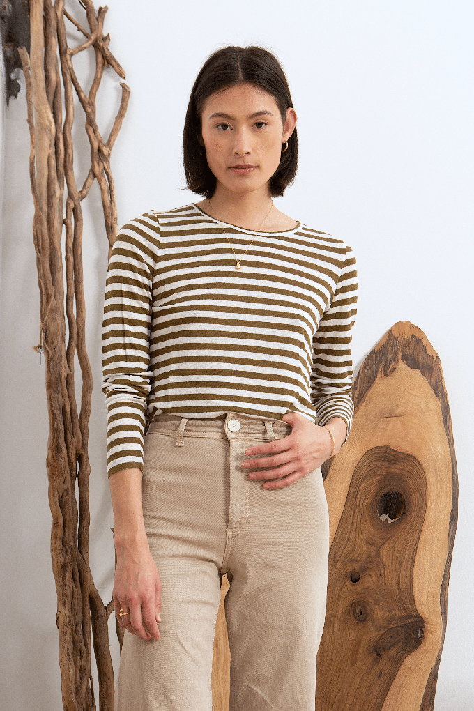 Long Sleeve Striped Linen T-shirt from Lavender Hill Clothing