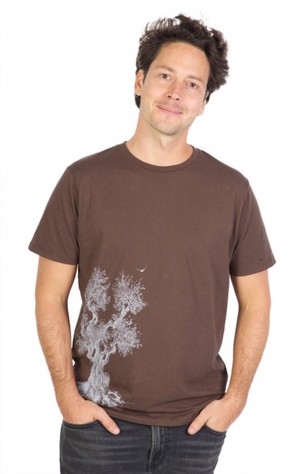 Fairwear Organic Shirt Men Dark Brown Olive Tree from Life-Tree