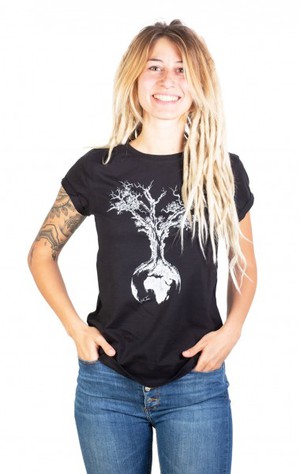 Fairwear Organic Shirt Women Black Weltenbaum from Life-Tree