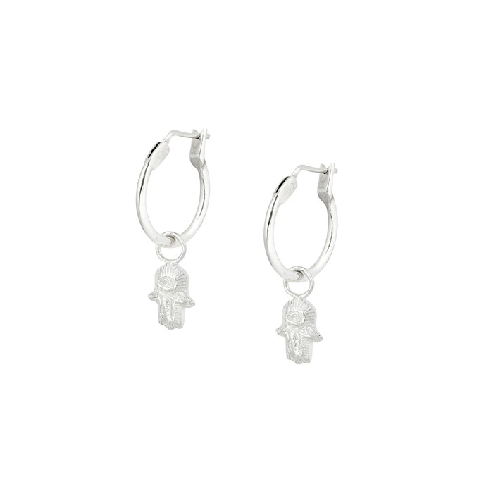 Tiny Hamsa Hoops Silver from Loft & Daughter