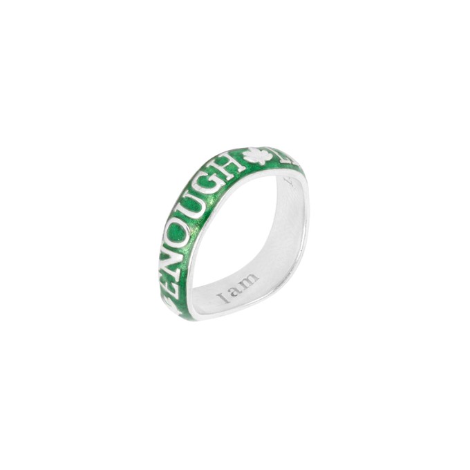 Enough Affirmation Stacking Ring Silver Green from Loft & Daughter