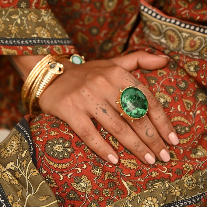 Anokhi Malachite Rings- Gold Vermeil from Loft & Daughter