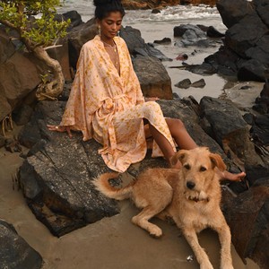 Silk Eco Print Maxi Kimono- Antique Peach from Loft & Daughter