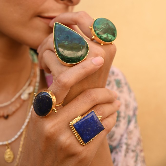 Anokhi Malachite Rings- Gold Vermeil from Loft & Daughter