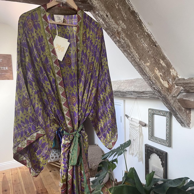 If Saris Could Talk Maxi Kimono- Regal Tulip- Sample Sale from Loft & Daughter