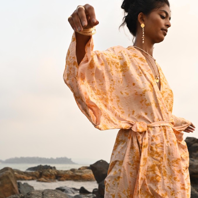 Silk Eco Print Maxi Kimono- Antique Peach from Loft & Daughter