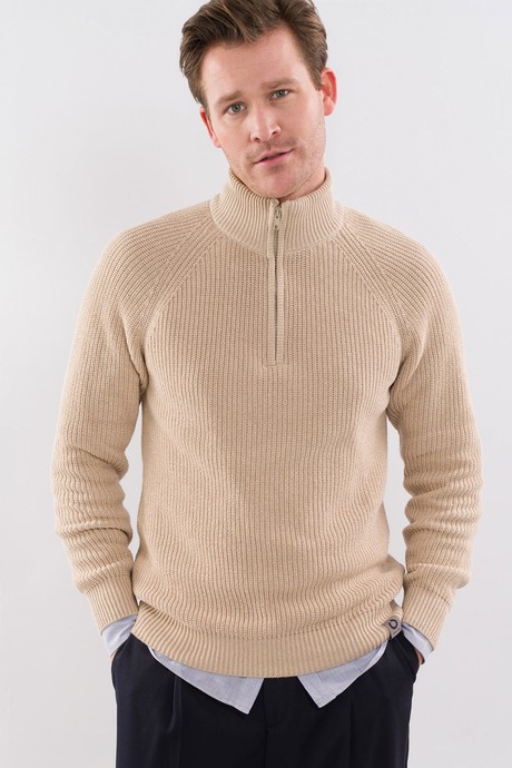 COTTON ZIP SWEATER | Sand from Loop.a life