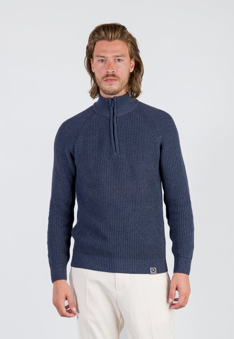 COTTON ZIP SWEATER | Grey Blue from Loop.a life