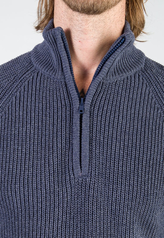 COTTON ZIP SWEATER | Grey Blue from Loop.a life