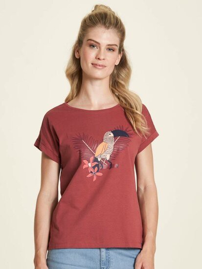 Tranquillo losvallend T-shirt tropische print - mineraal rood from Lotika