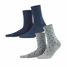 Sokken dames bio katoen Bettina 2-pack - night blue via Lotika