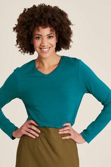 Tranquillo dames shirt lange mouwen Tencel - bermuda blue via Lotika