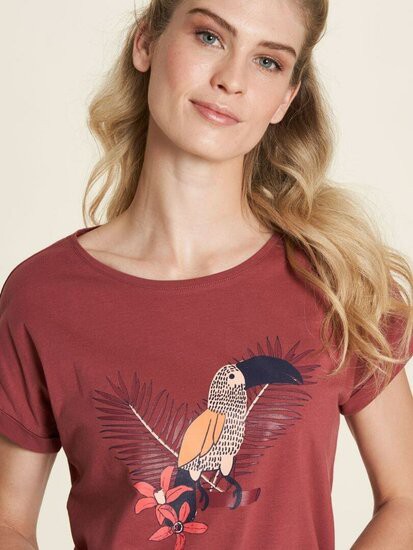 Tranquillo losvallend T-shirt tropische print - mineraal rood from Lotika