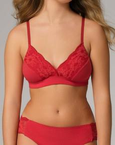 Comazo soft bh zonder beugel met kant - cranberry rood via Lotika