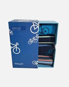 Sokken giftbox heren 4 paar - fietsen en strepen via Lotika