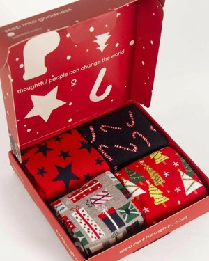 Kerstsokken giftbox heren - candy cane and star from Lotika