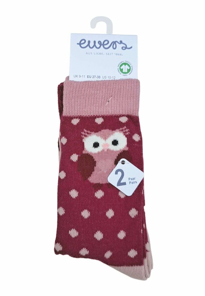 Ewers kindersokken uilen roze - 2-pack from Lotika