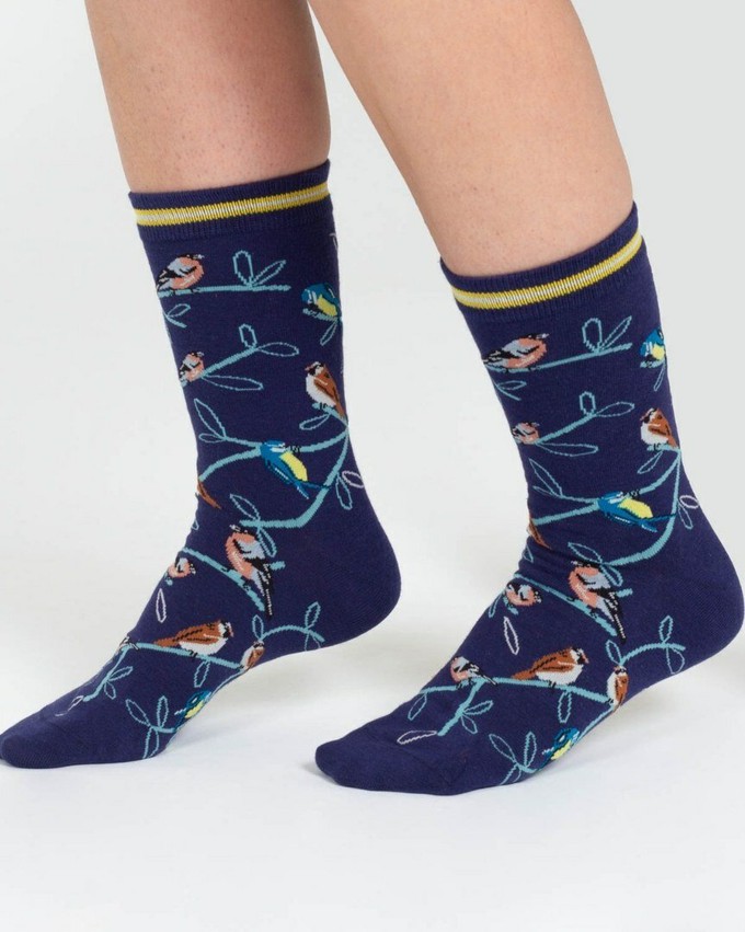 Dames sokken met vogels bio katoen - blauw from Lotika