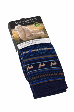 Apu Kuntur - alpaca sokken jacquard - marine royal from Lotika