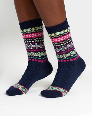 Wollen sokken dames fair isle patroon - navy from Lotika