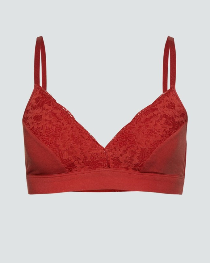 Comazo soft bh zonder beugel met kant - cranberry rood from Lotika