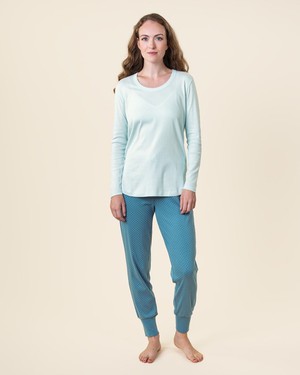 Living Crafts pyjamashirt dames katoen Salisa - lichtblauw from Lotika