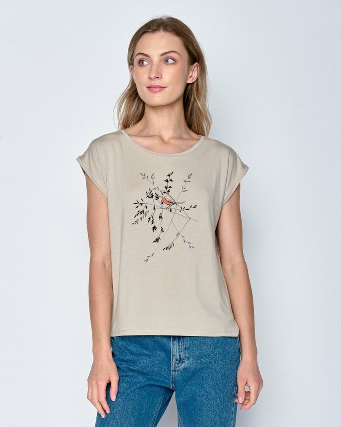 Greenbomb T-shirt dames vogel op tak - latte from Lotika